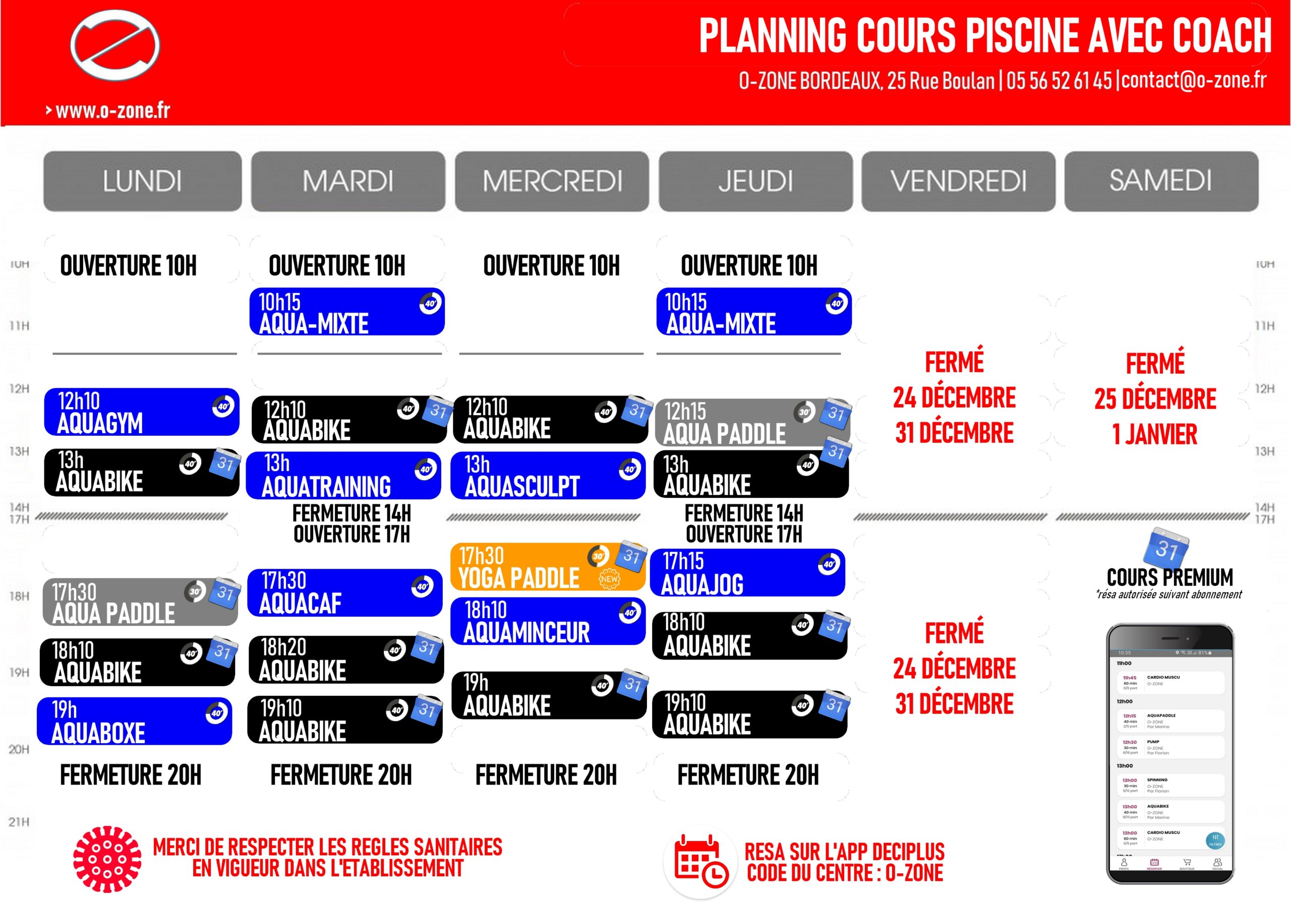 Planning piscine noel o-zone 2021 planning de noel piscine o-zone bordeaux