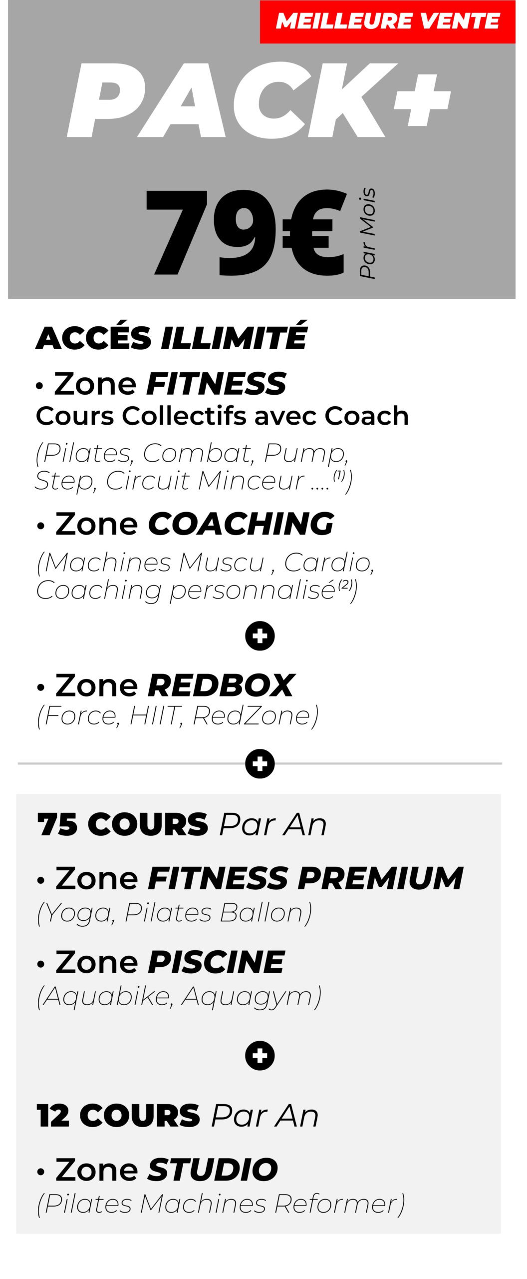 Tarif abonnement pack plus salle de sport o-zone bordeaux