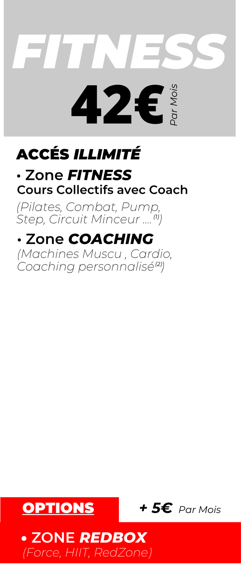 Tarif abonnement fitness salle de sport o-zone bordeaux