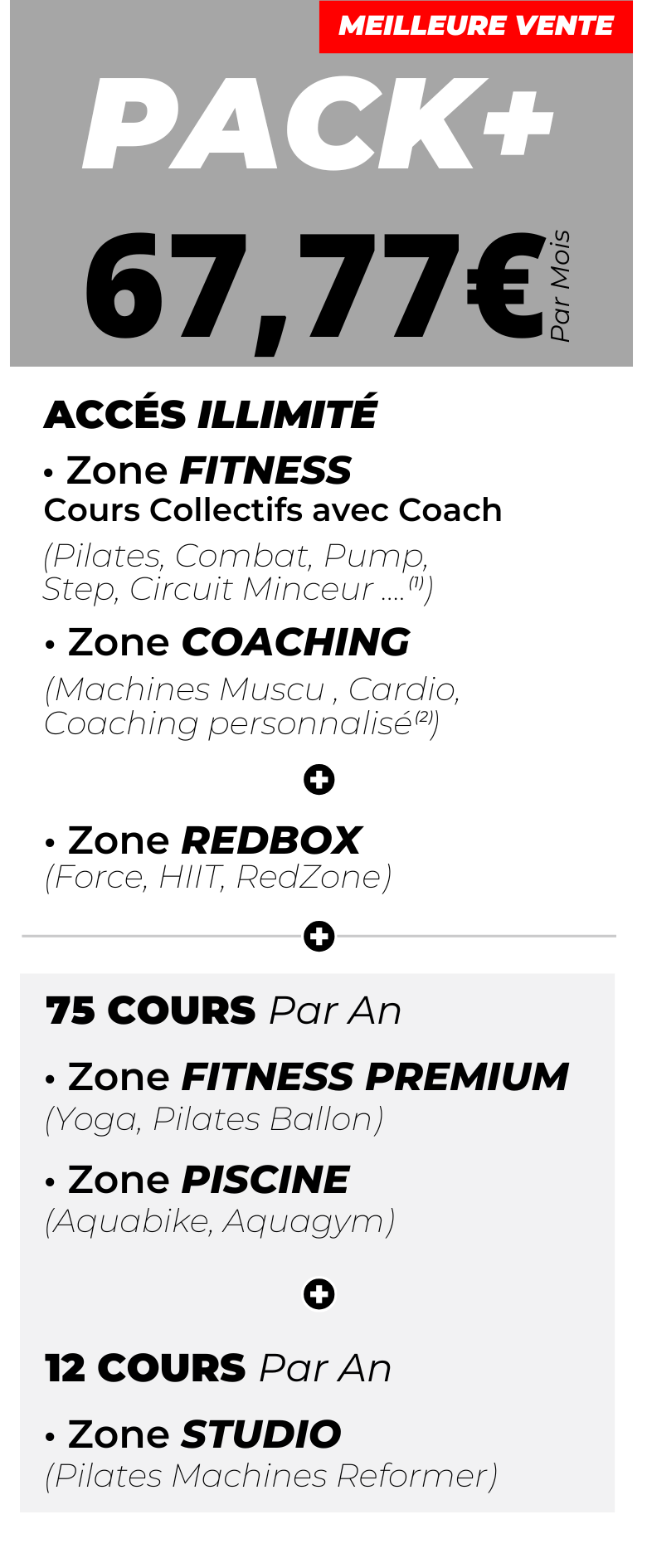 Tarif abonnement pack plus salle de sport o-zone bordeaux